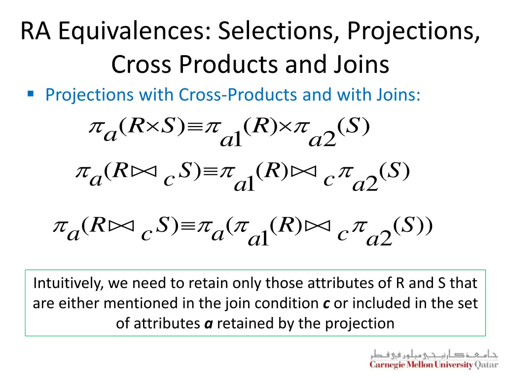 ra equivalences selections projections cross 3