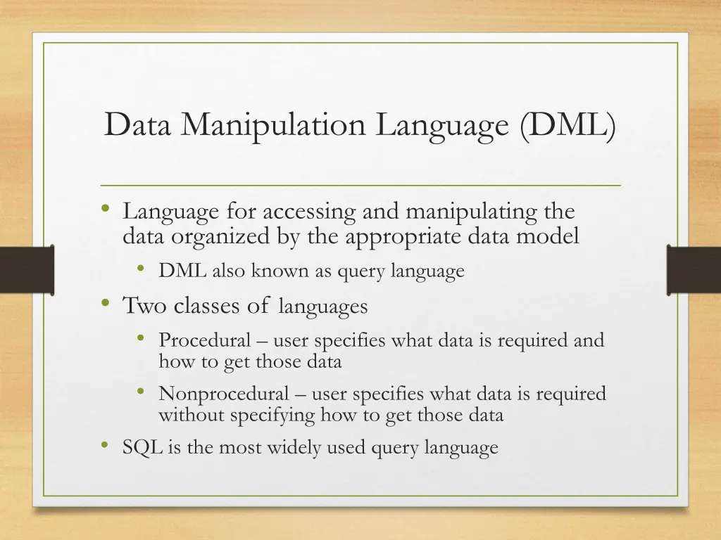 data manipulation language dml