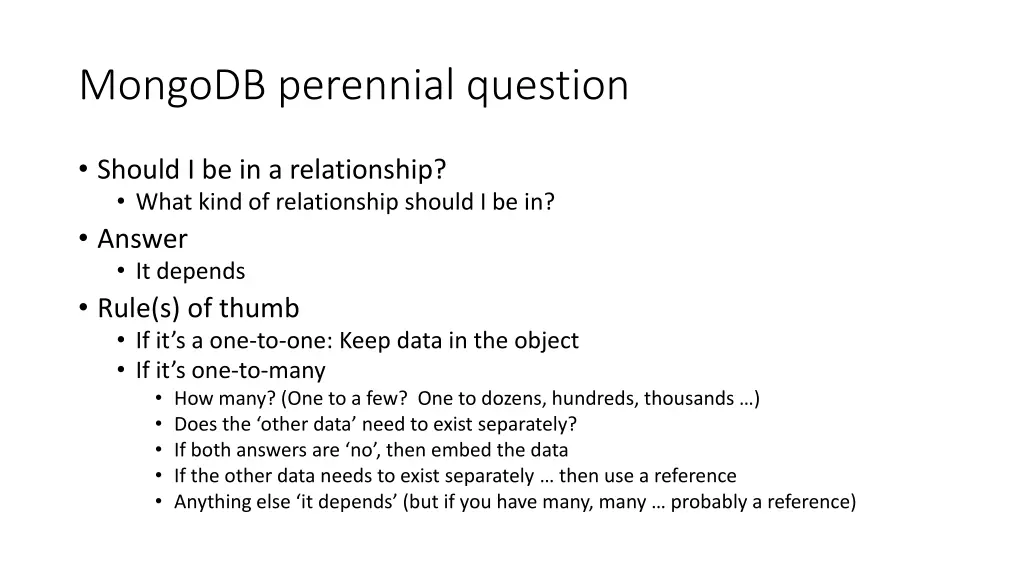 mongodb perennial question