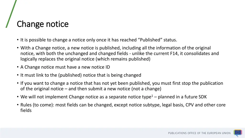 change notice change notice