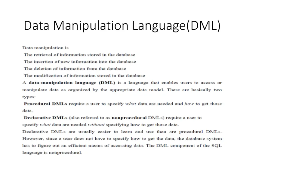 data manipulation language dml