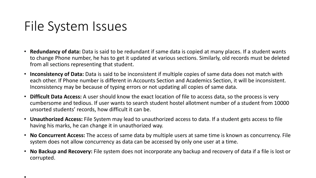 file system issues