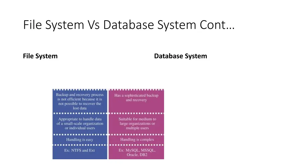 file system vs database system cont