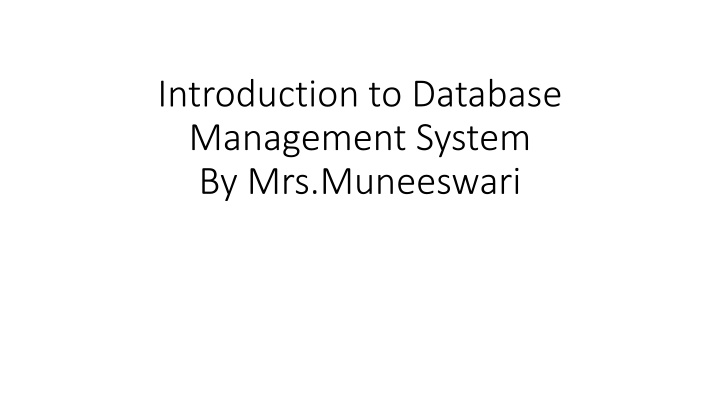 introduction to database management system