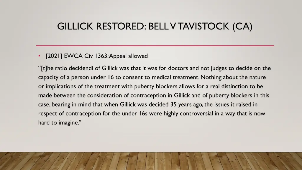 gillick restored bell v tavistock ca