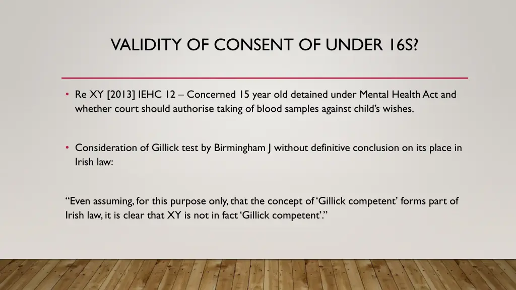 validity of consent of under 16s