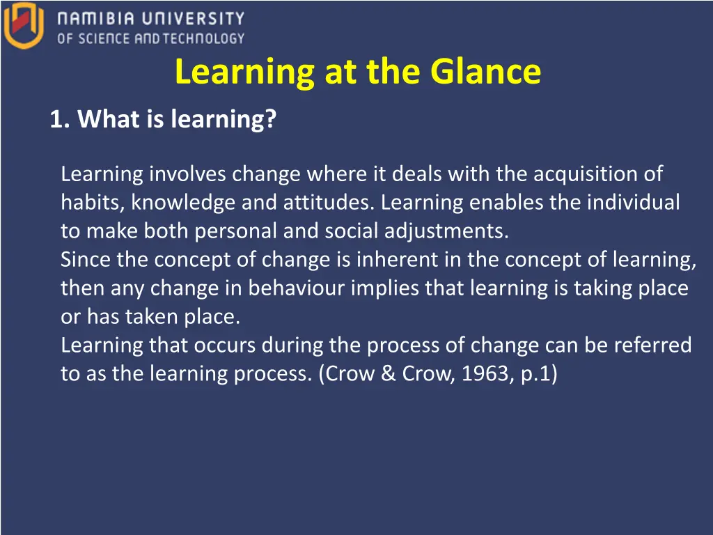 learning at the glance 1 what is learning