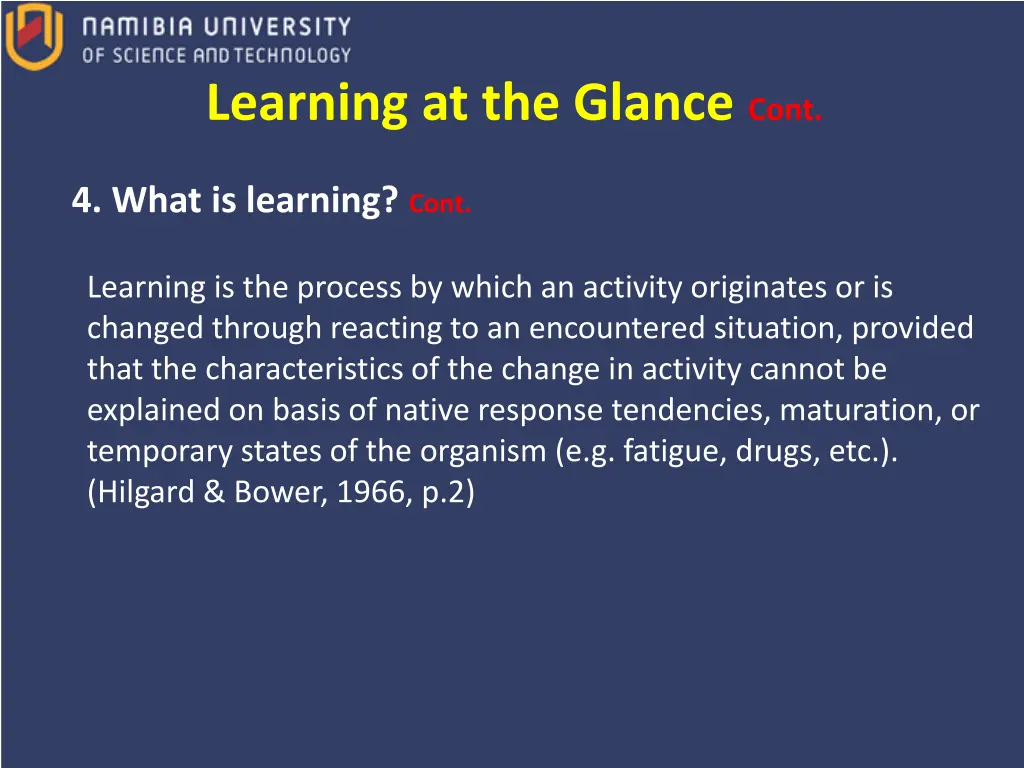 learning at the glance cont