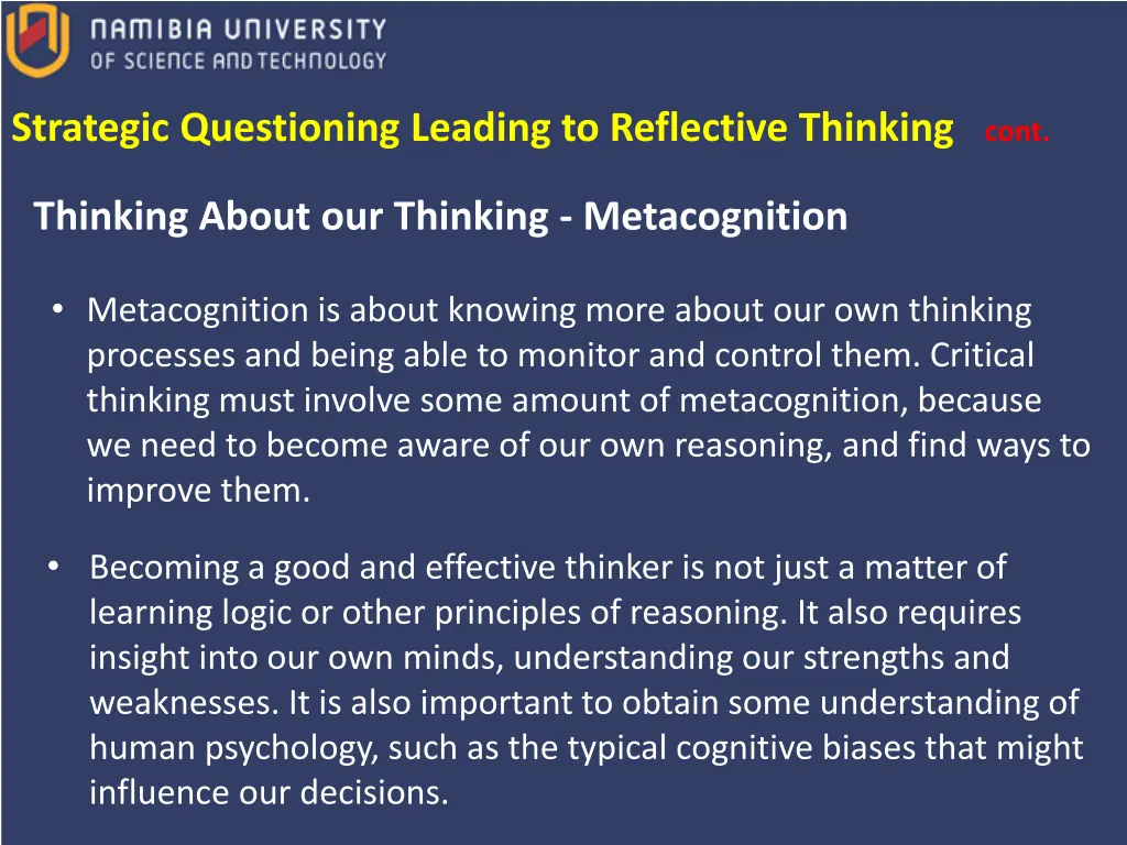 strategic questioning leading to reflective 4