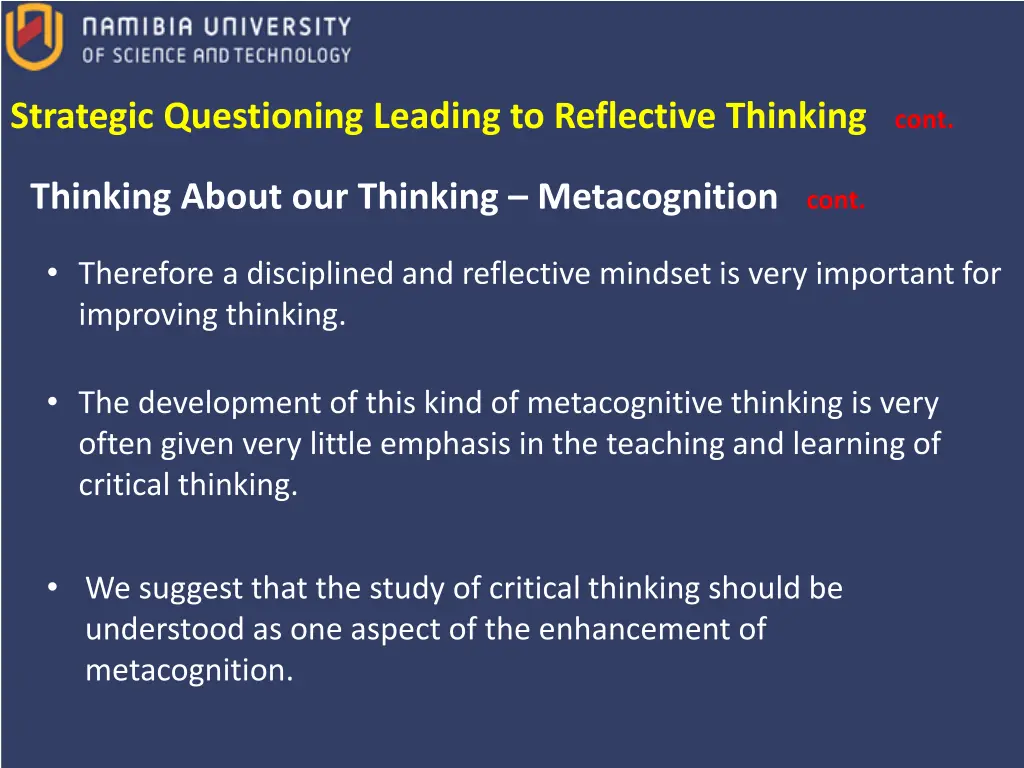 strategic questioning leading to reflective 5