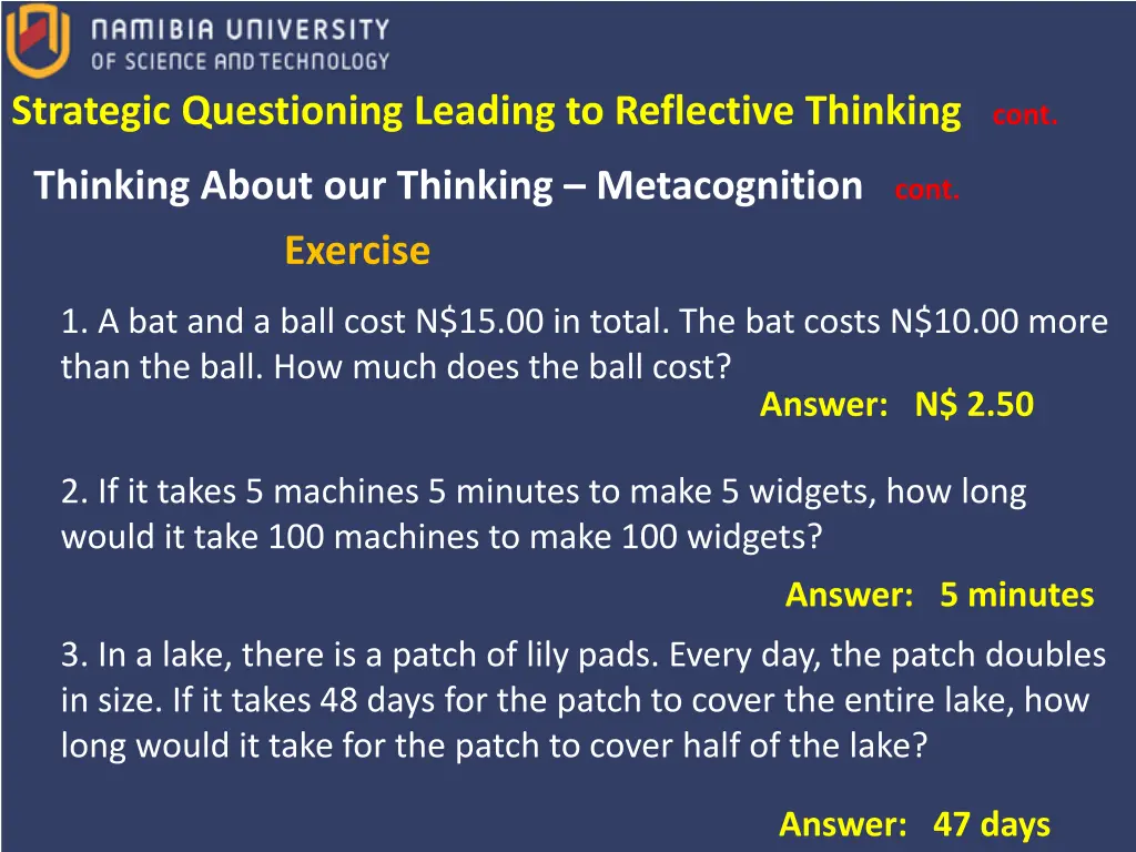 strategic questioning leading to reflective 7