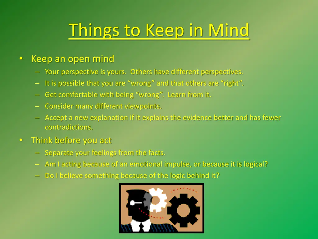 things to keep in mind