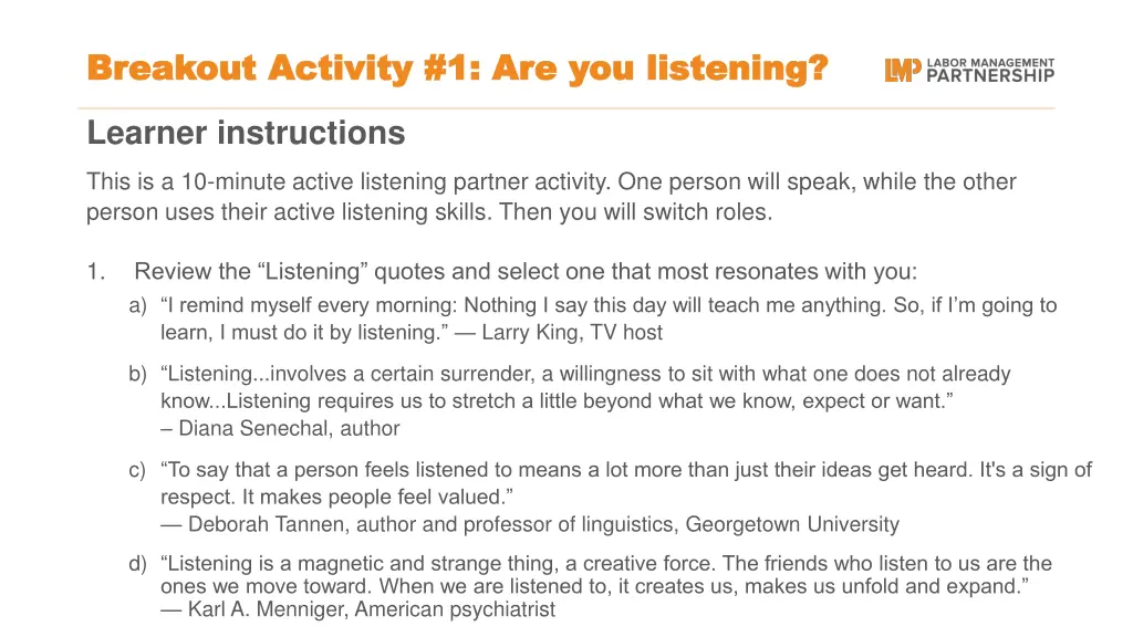 breakout activity 1 are you listening breakout