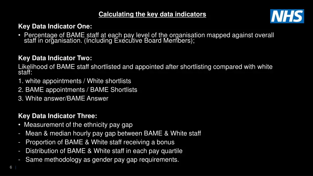 calculating the key data indicators