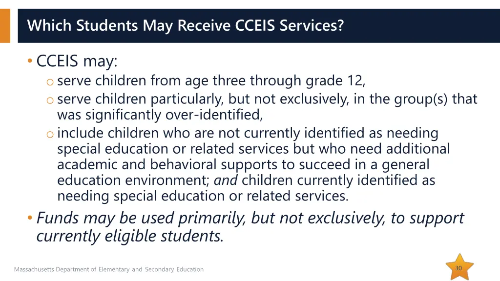 which students may receive cceis services