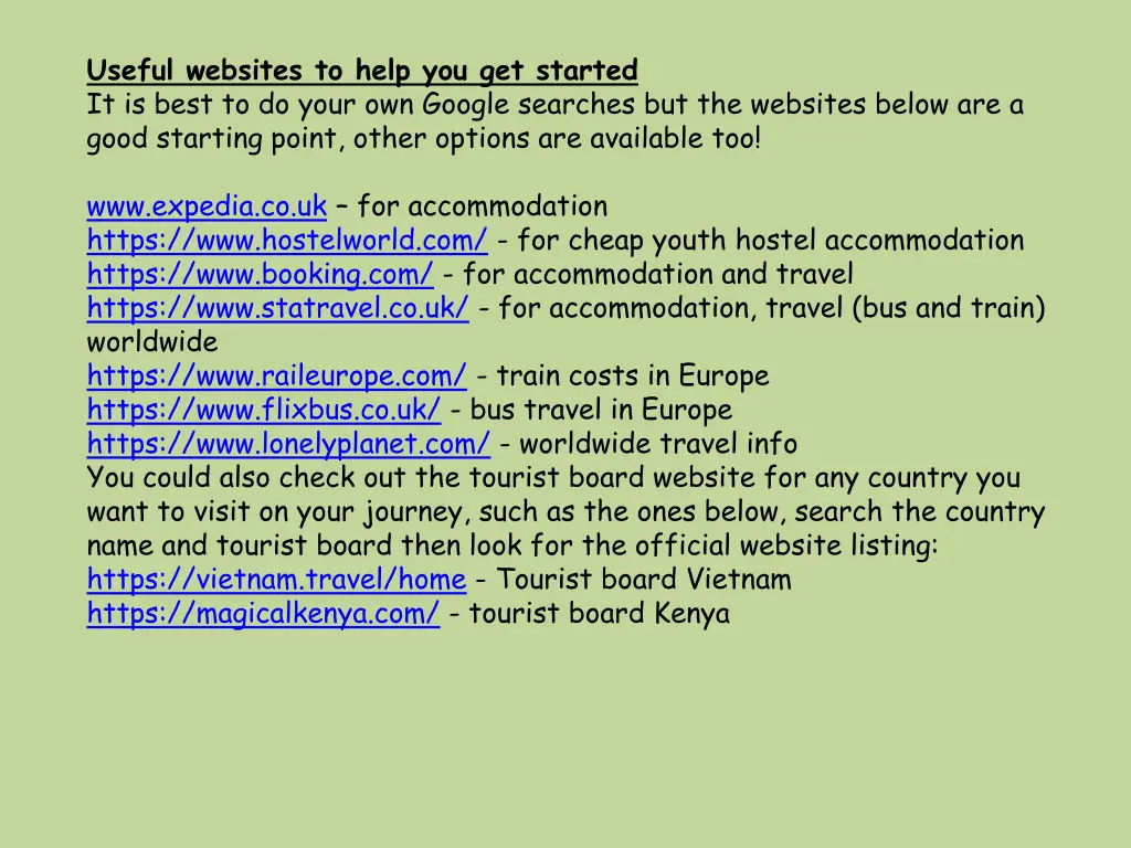 useful websites to help you get started