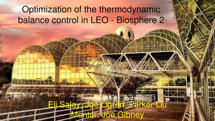 optimization of the thermodynamic balance control