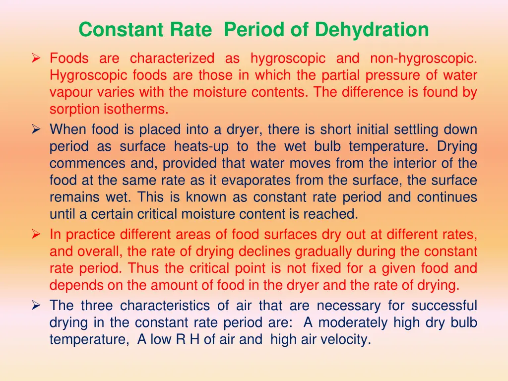 constant rate period of dehydration 1