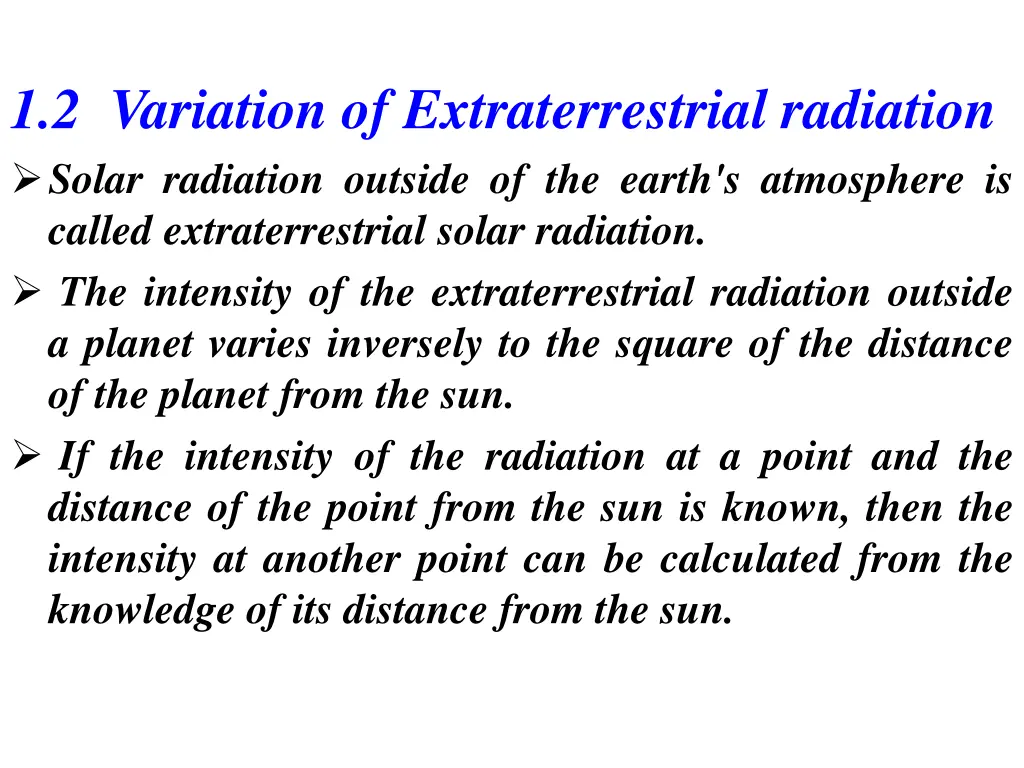 1 2 variation of extraterrestrial radiation solar