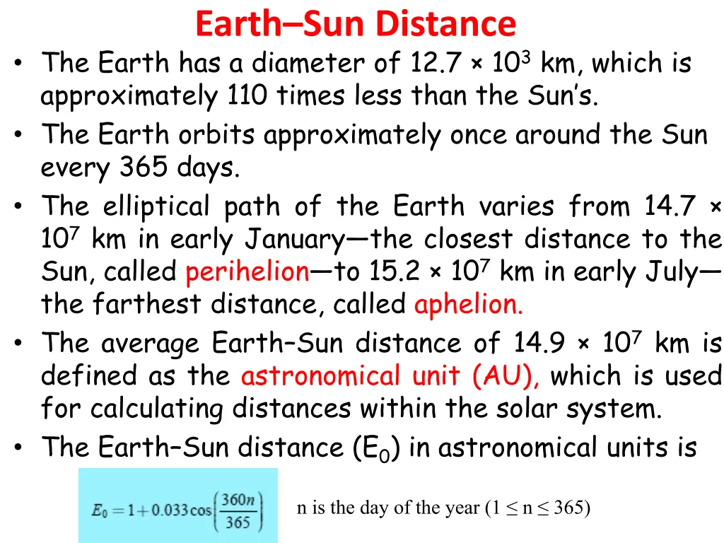 earth sun distance