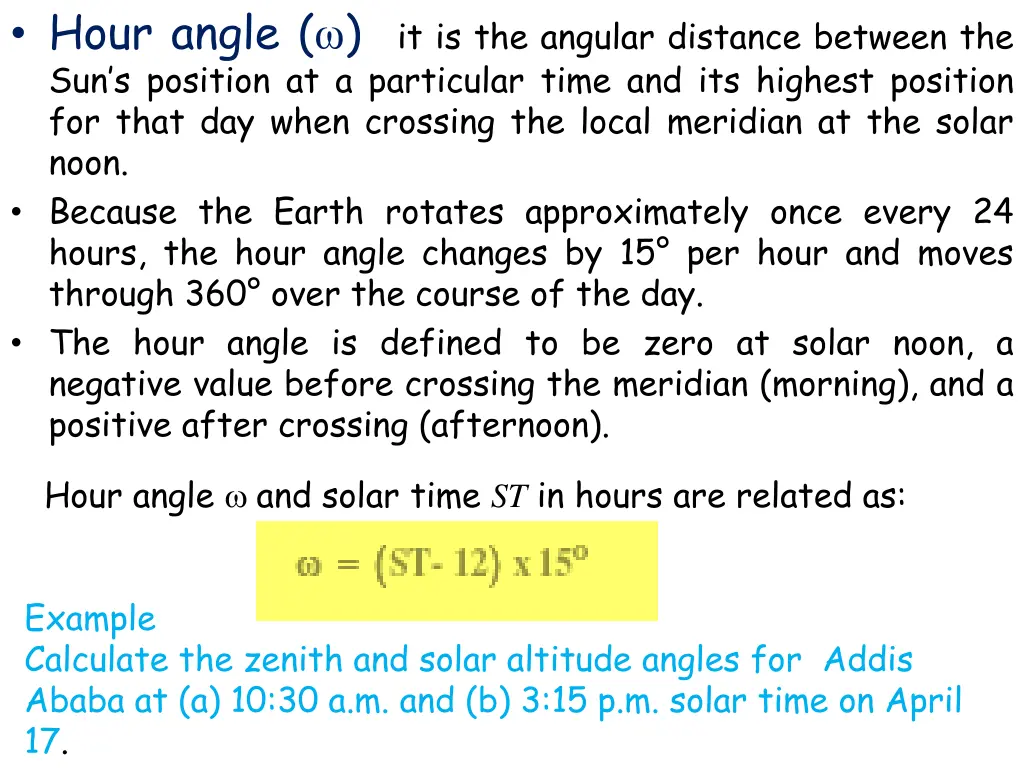 hour angle it is the angular distance between