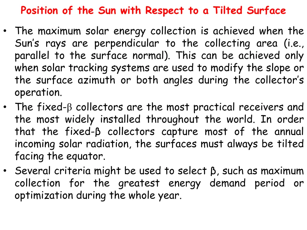 position of the sun with respect to a tilted