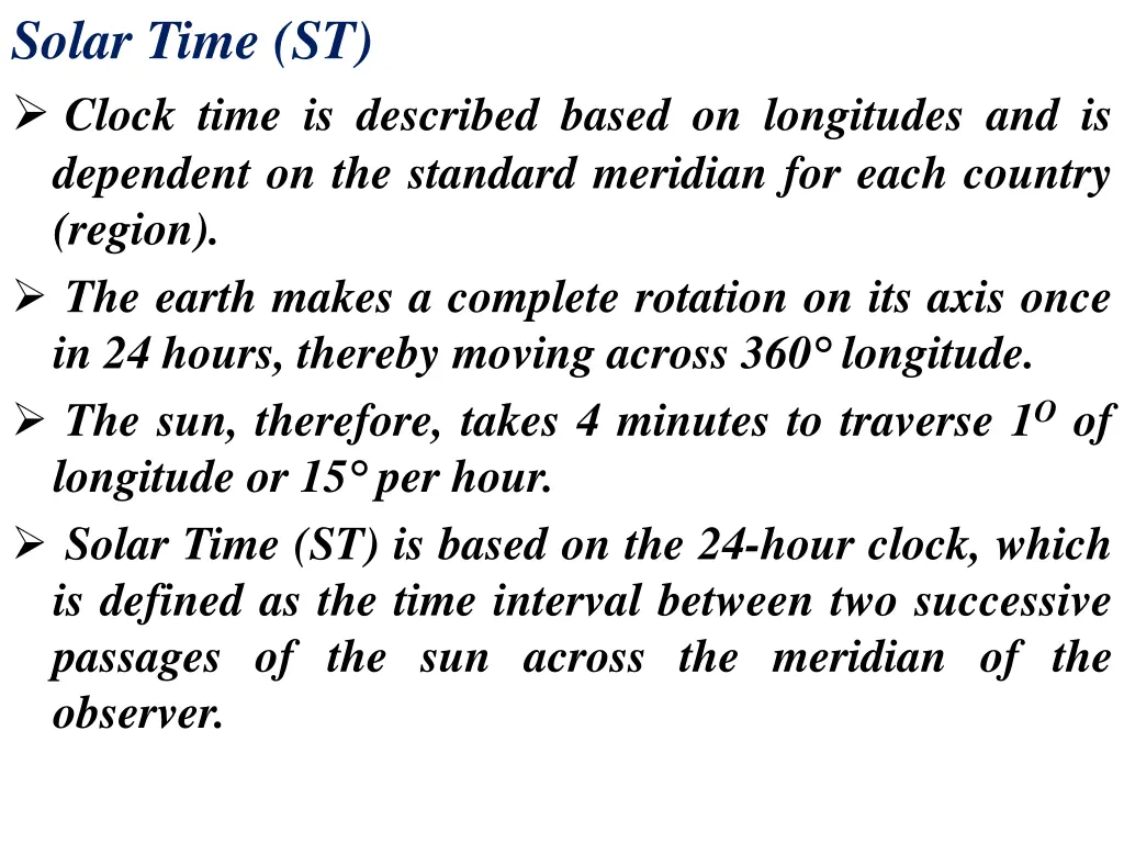 solar time st clock time is described based