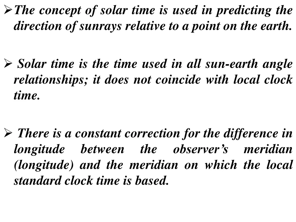 the concept of solar time is used in predicting