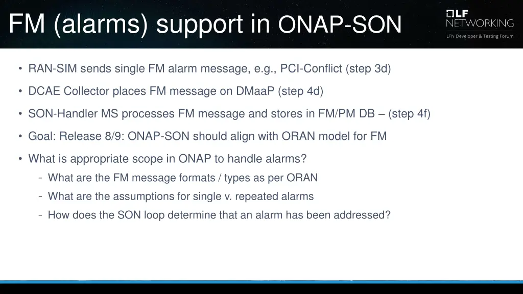 fm alarms support in onap son