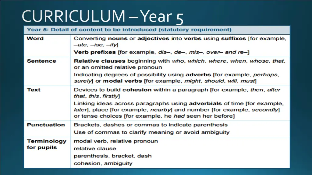 curriculum year 5