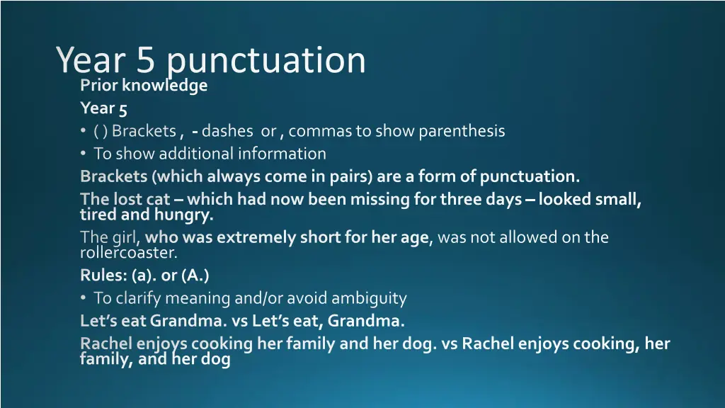 year 5 punctuation prior knowledge year