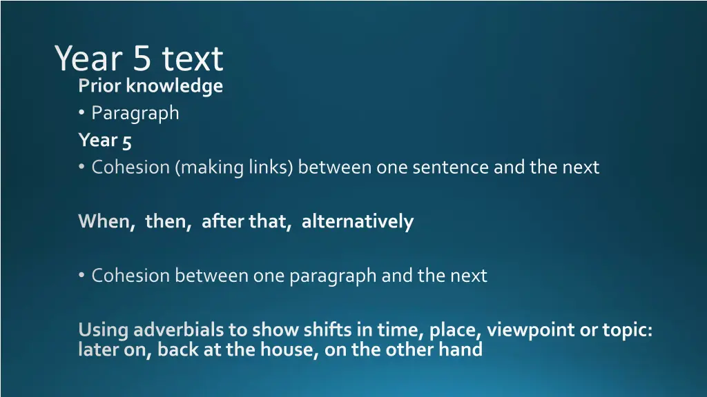 year 5 text prior knowledge paragraph year