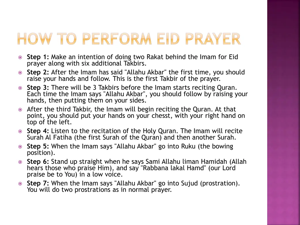 how to perform eid prayer