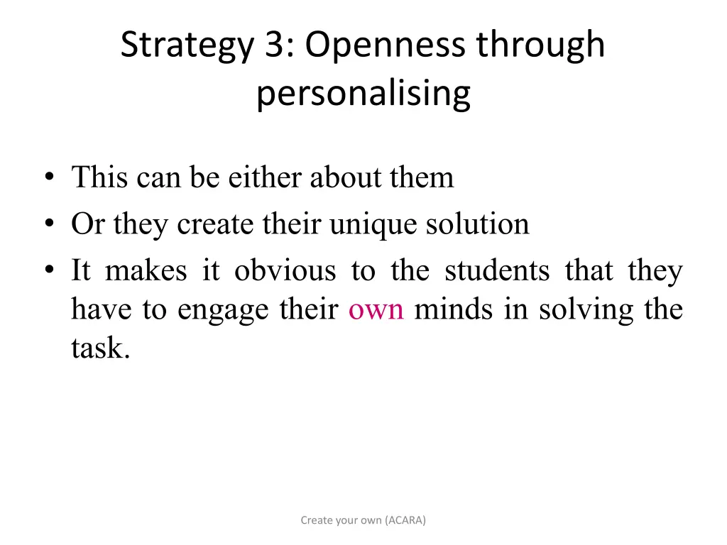 strategy 3 openness through personalising