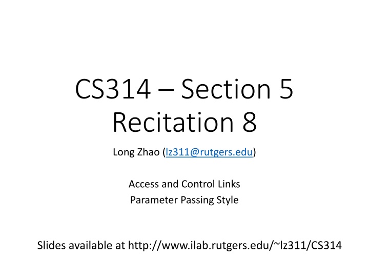 cs314 section 5 recitation 8