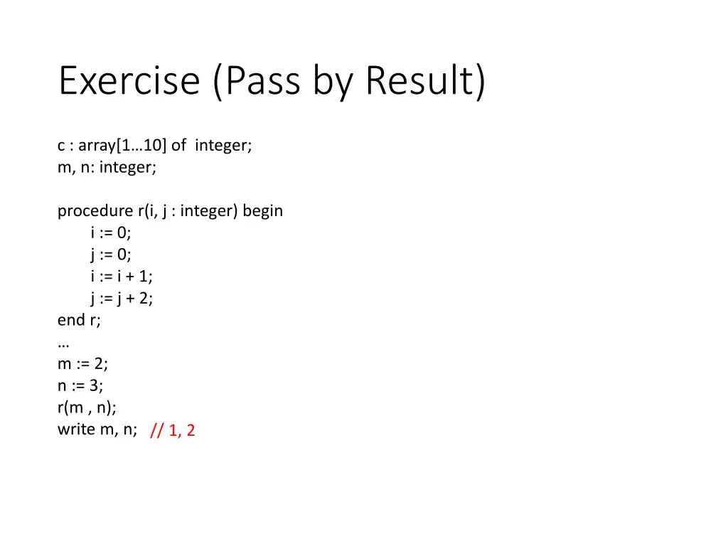 exercise pass by result