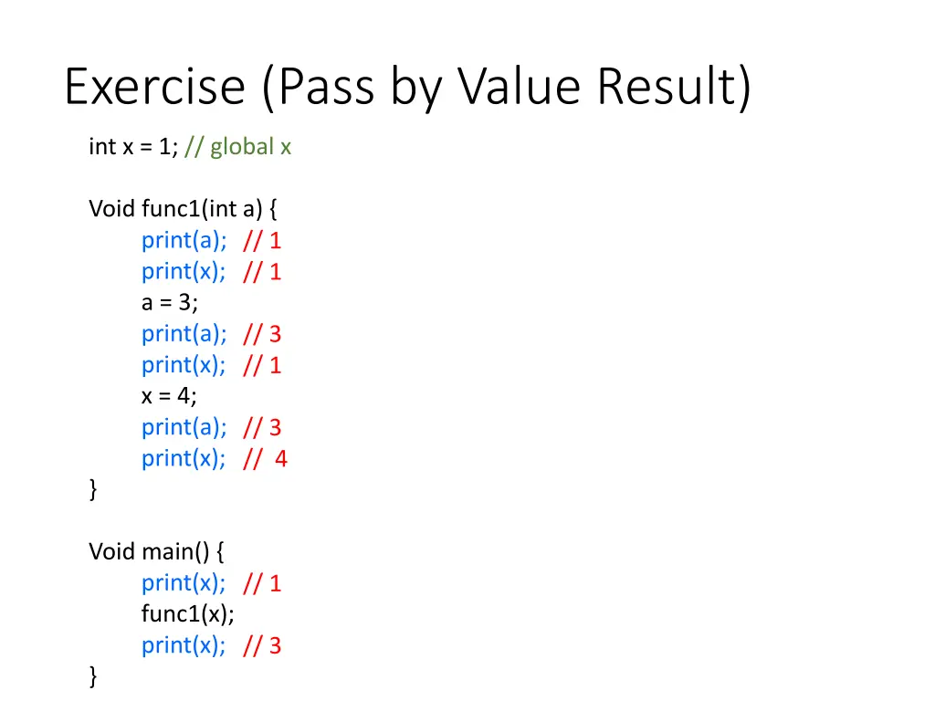 exercise pass by value result