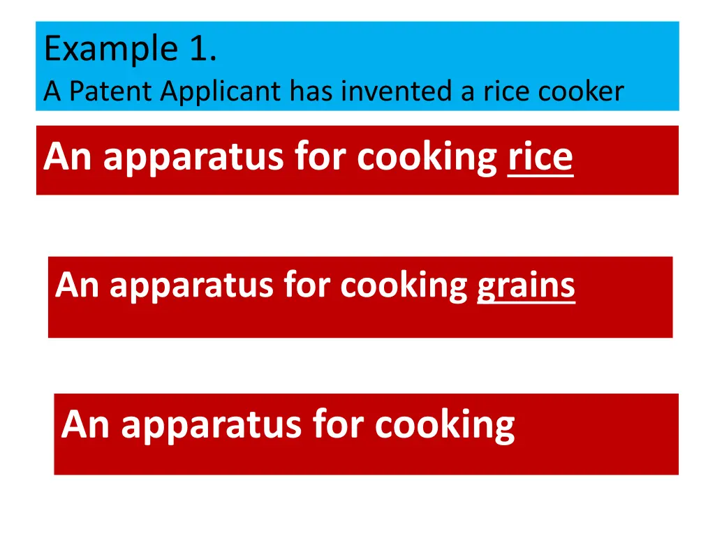 example 1 a patent applicant has invented a rice