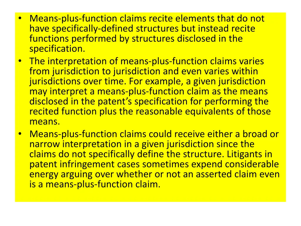 means plus function claims recite elements that