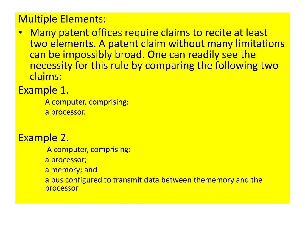 multiple elements many patent offices require