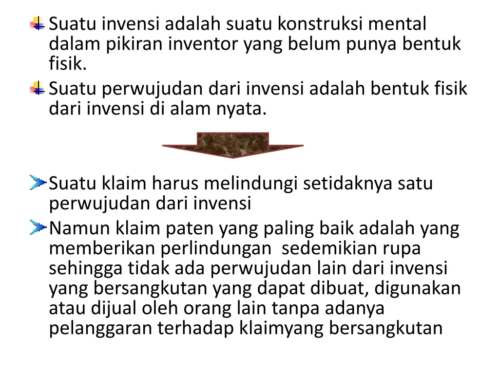 suatu invensi adalah suatu konstruksi mental