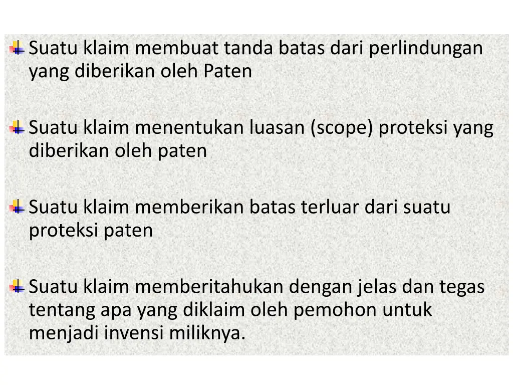 suatu klaim membuat tanda batas dari perlindungan