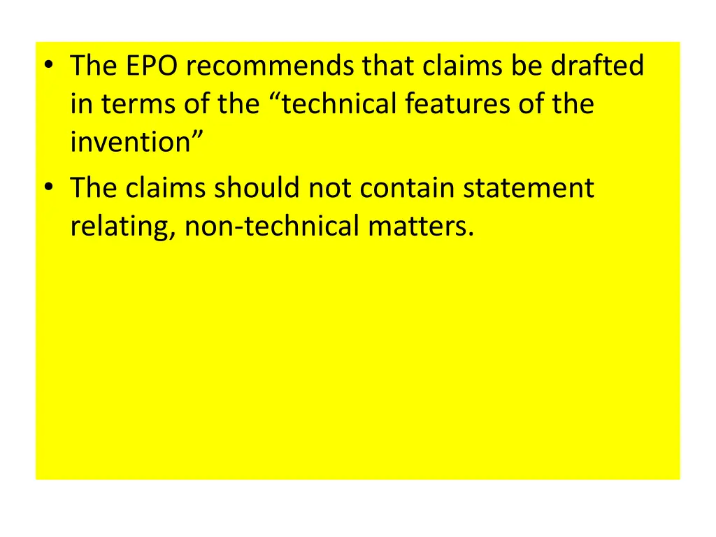 the epo recommends that claims be drafted