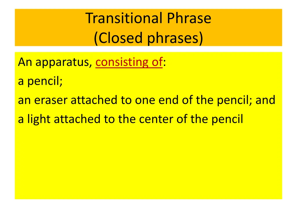 transitional phrase closed phrases