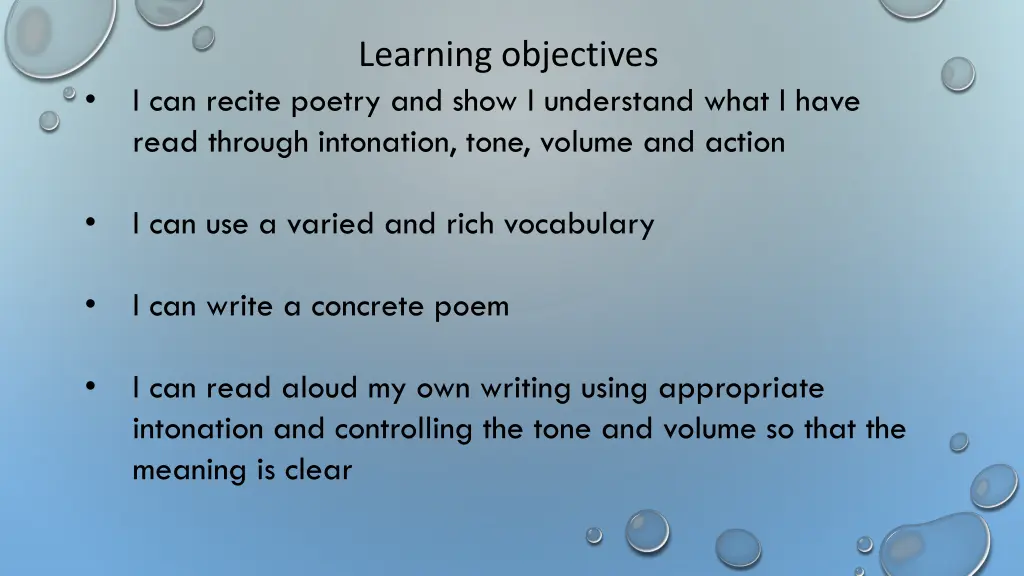 learning objectives