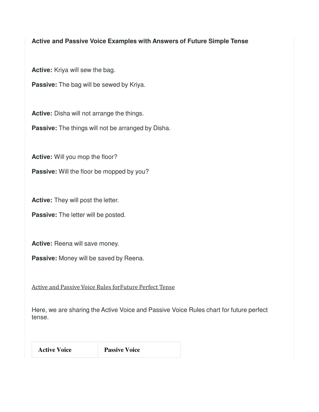 active and passive voice examples with answers