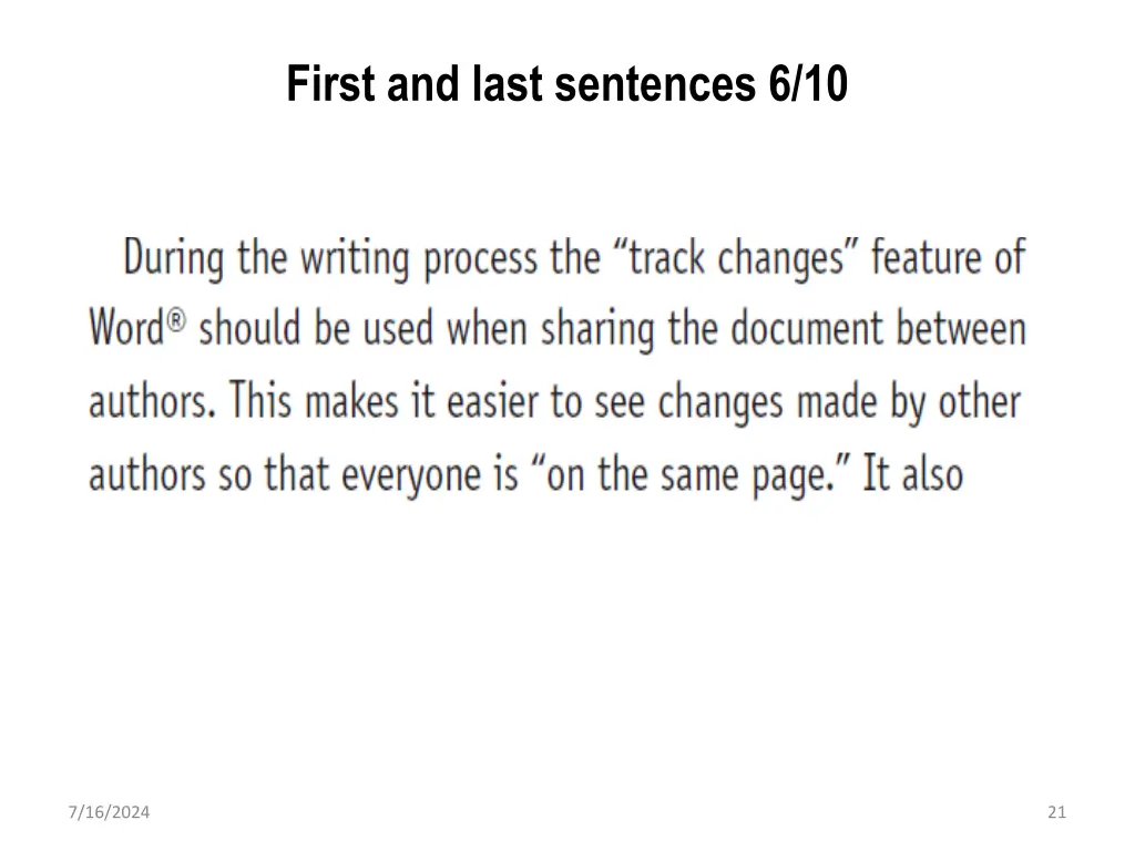 first and last sentences 6 10