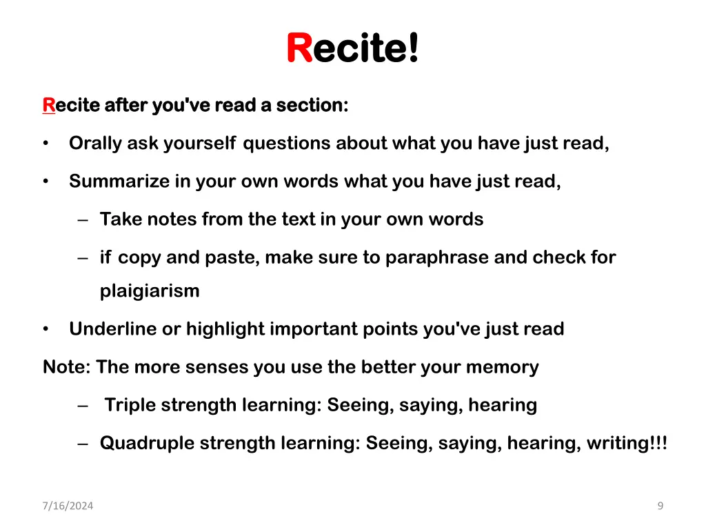 r recite ecite