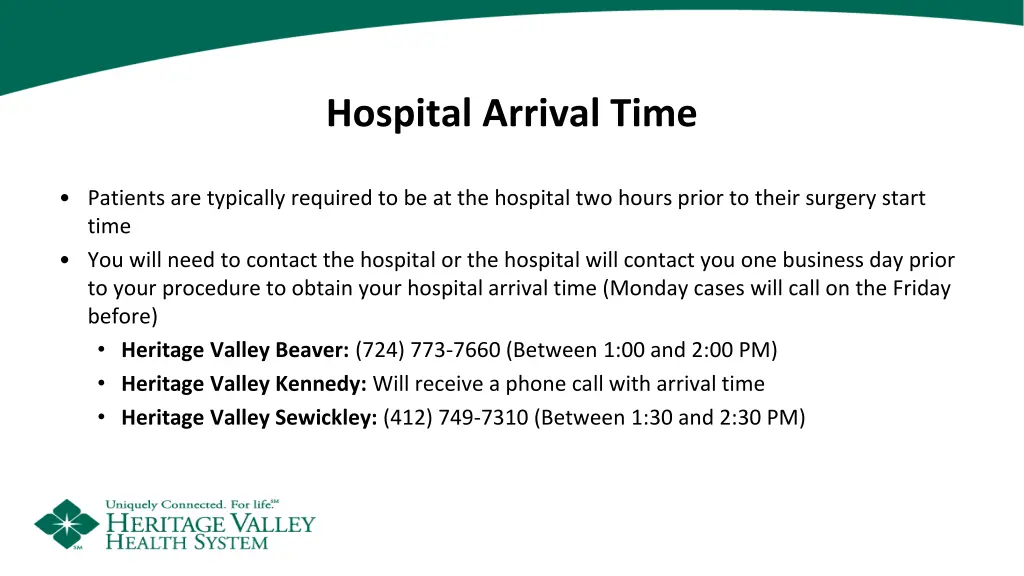 hospital arrival time