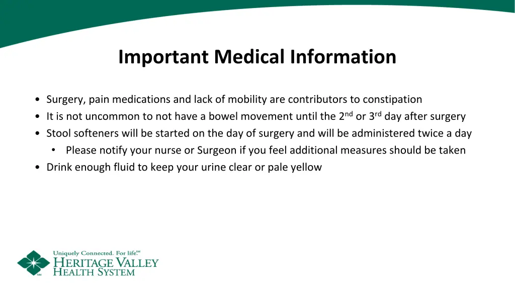 important medical information